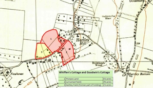 Map showing extent of Whiffins Cottage and Goodwins Cottage holding, Church Road, Hartley, Kent