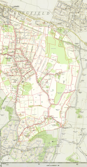 Hartley Kent: Tithe Map 1844 superimposed on 1955 and 2019 maps