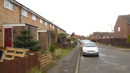 Hartley Kent: Caxton Close - looking west from number 58