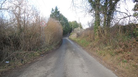 Hartley Kent: Hartley Bottom Road - leading up to railway bridge