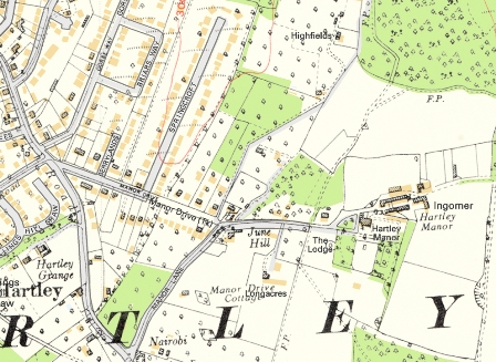 Hartley Kent: Manor Drive 1936 map superimposed on modern map