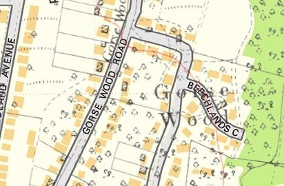 Hartley-Kent: Gorsewood Road modern map overlaid with 1936 map